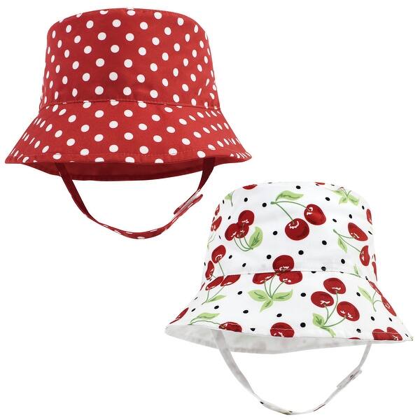 slide 1 of 1, Hudson Baby Infant Girl Sun Protection Hat, Cherries Dot Cherries Dot - 0-12 Months
