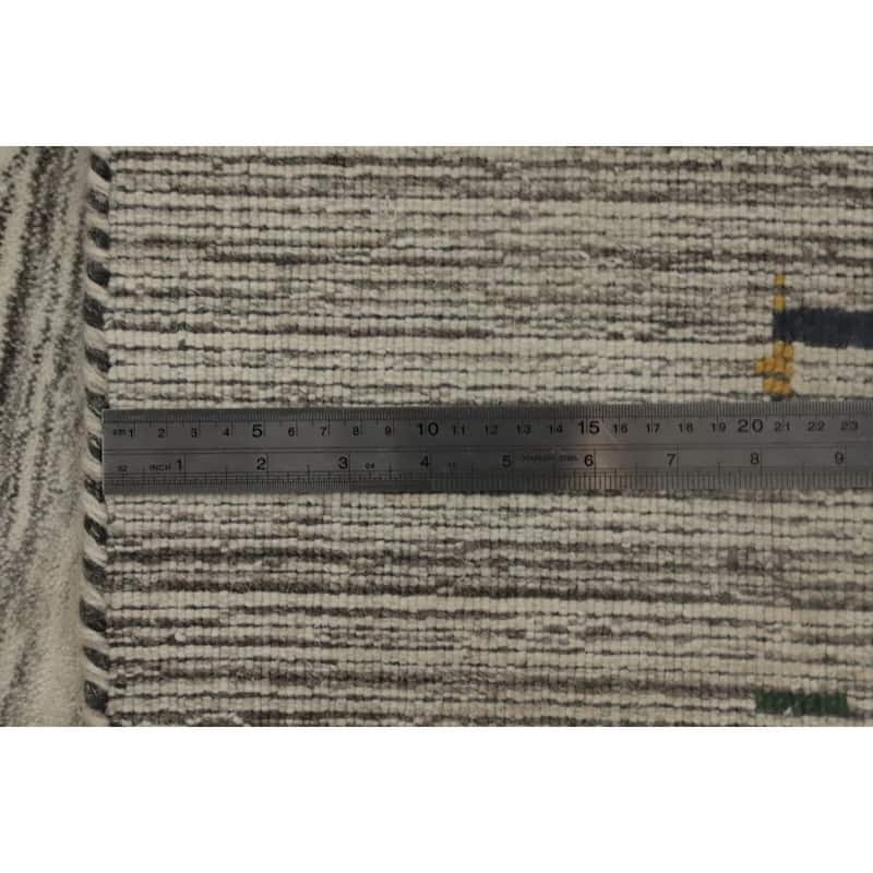 Hand Knotted Oriental 100% Wool Carpet Tribal Animal Pictorial Beige & Ivories Gabbeh Area Rug - 9' 10'' X 10' 0''