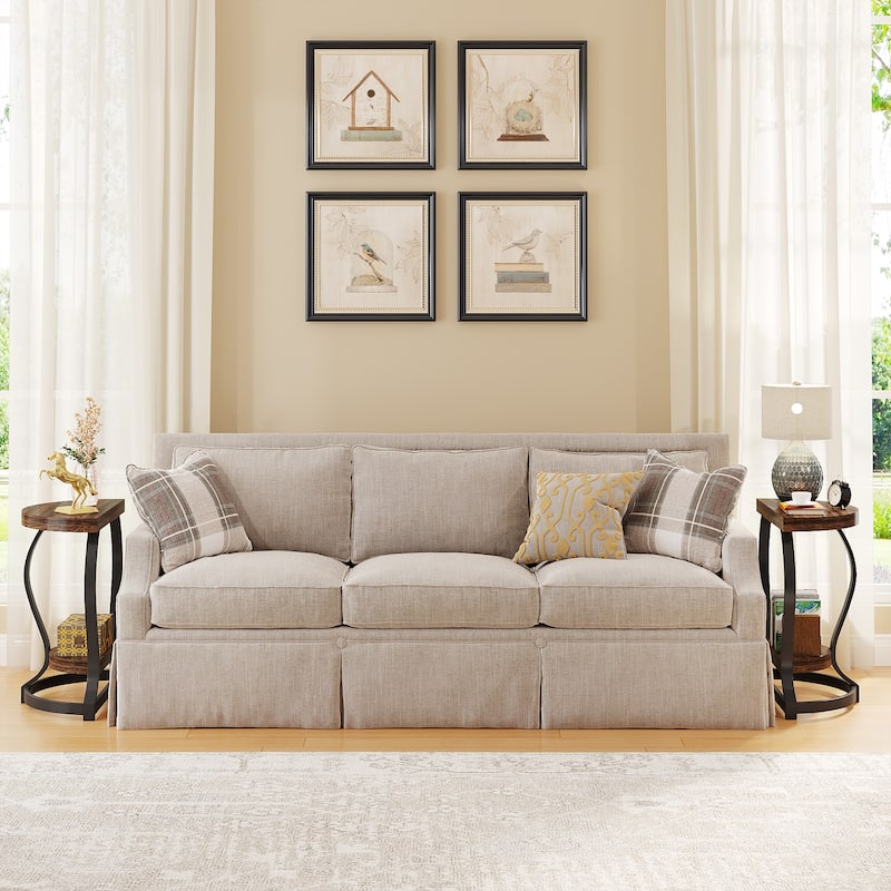 Half Round End Table for Living Room, Sofa Side Table, Industrial style