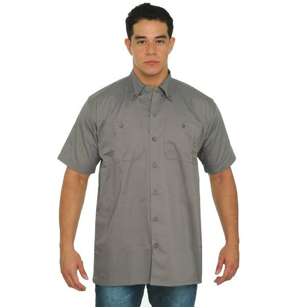 Shop Men S Basic Mechanic Work Shirt Button Down 2 Front Pockets