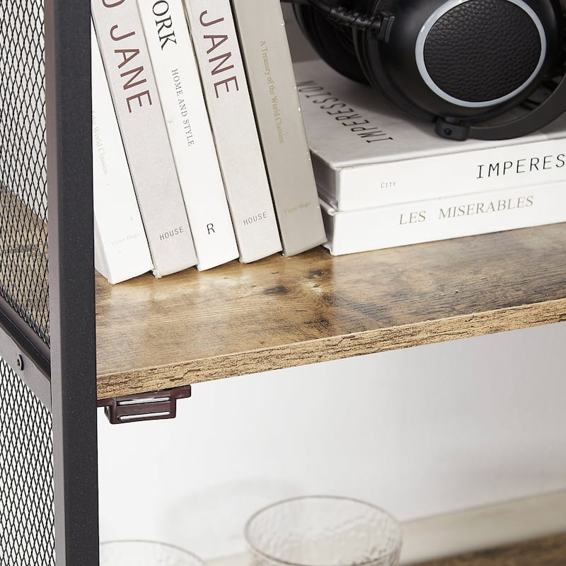 VECELO L-Shaped 3-Tier Corner Cabinet 29.4" End Table with Mesh Doors and Storage Shelves 90° Angle Design Free-Standing Table