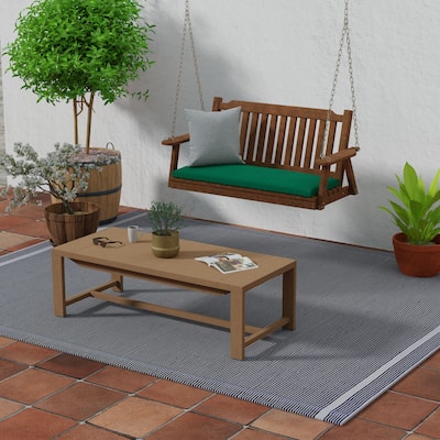 Sunbrella 48" x 18" Forest Green Solid Outdoor Bench Cushion with Ties - 18'' L x 48'' W x 3.5'' H