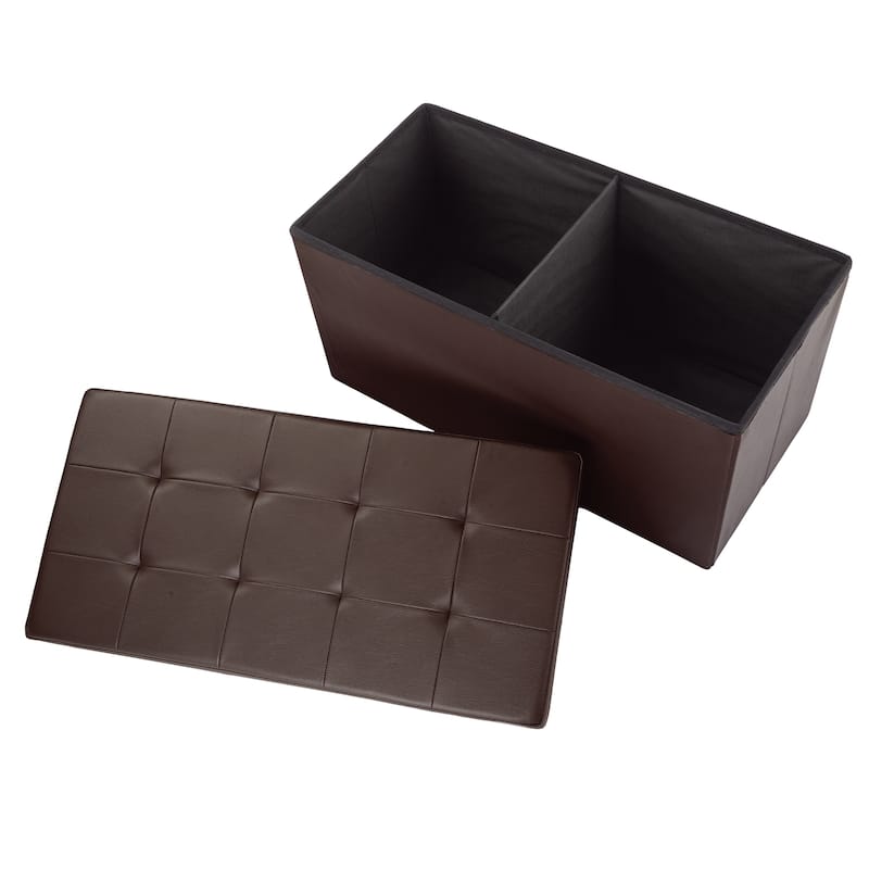 Lavish Home 30-Inch Foldable Storage Tufted Ottoman with Removable Lid
