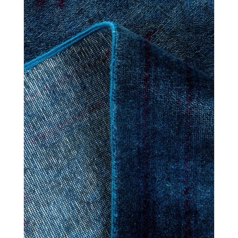 Overton Hand Knotted Wool Vintage Inspired Modern Contemporary Overdyed Navy Area Rug - 8' 0" x 10' 0"
