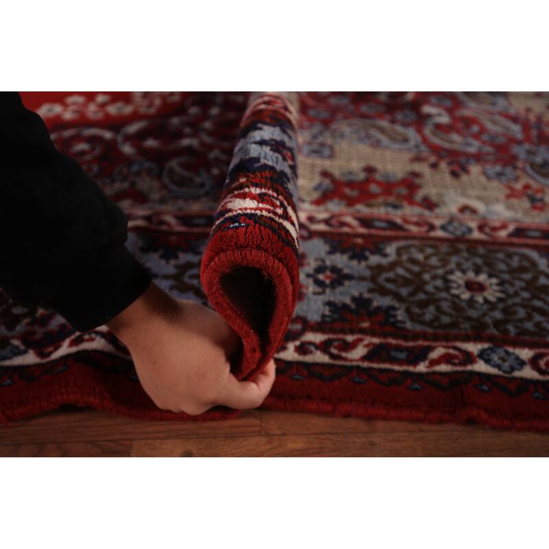 Red Kashan Turkish Area Rug Machine Made Floral Carpet - 9'7" x 12'7"