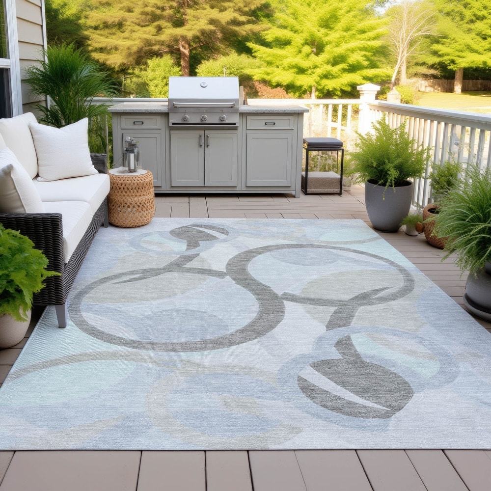 Machine Washable Indoor/Outdoor Contemporary Deco Chantille Rug