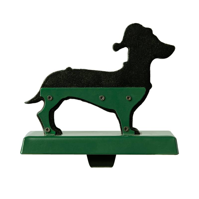 Glitzhome Wooden/Metal Red Truck Dachshund Reindeer Tree Stocking Holder Mantel Ornament for Christmas