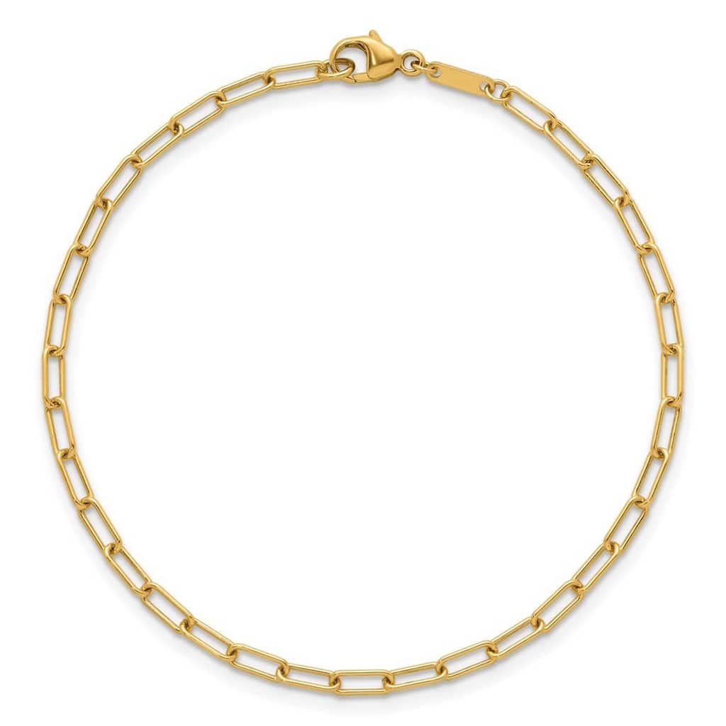 Curata 18k Yellow Gold 7.5" 2.5mm Solid Small Paperclip Bracelet