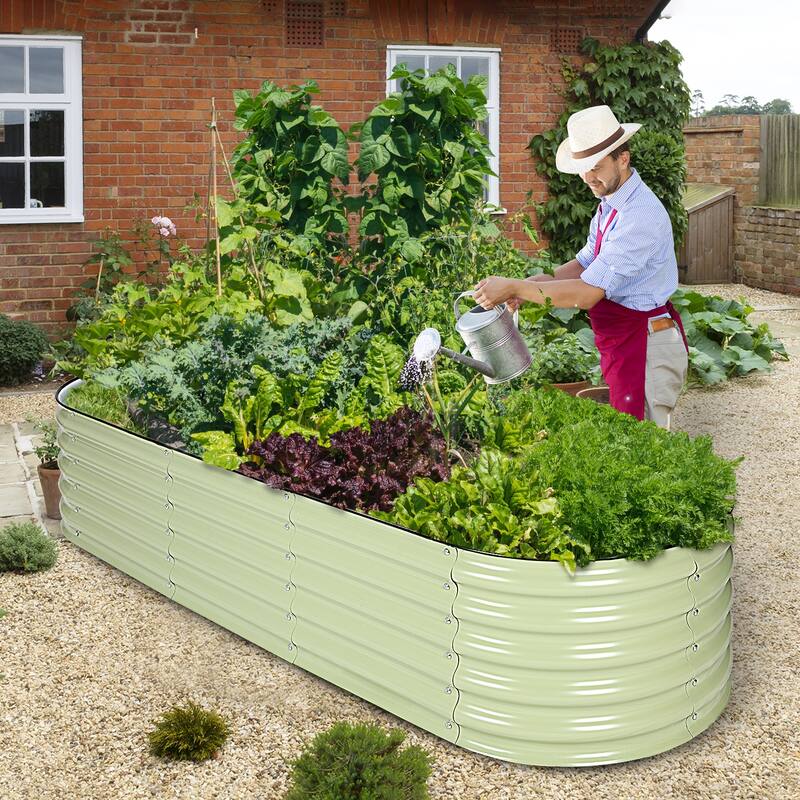 Aoodor 6-in-1 Modular Aluzinc Metal Raised Garden Bed - Outdoor Garden Planter Box for Vegetable, Flower, Herb - 67X47X17