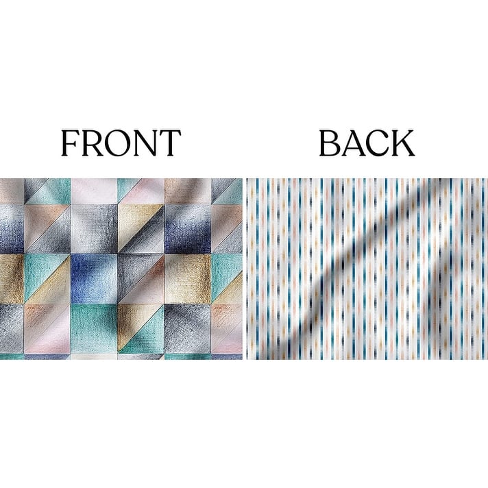 Delara GOTS Certified 100% Organic Cotton Geometric Reversible Print Duvet Cover and Sham Set of 2, Blue/Teal