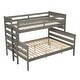 preview thumbnail 12 of 24, Twin XL Over Queen Bunk Bed with Ladder & Slat Support, Solid Wood Bunk Bed Frame with Safety Guardrail, Separated into 2 Beds
