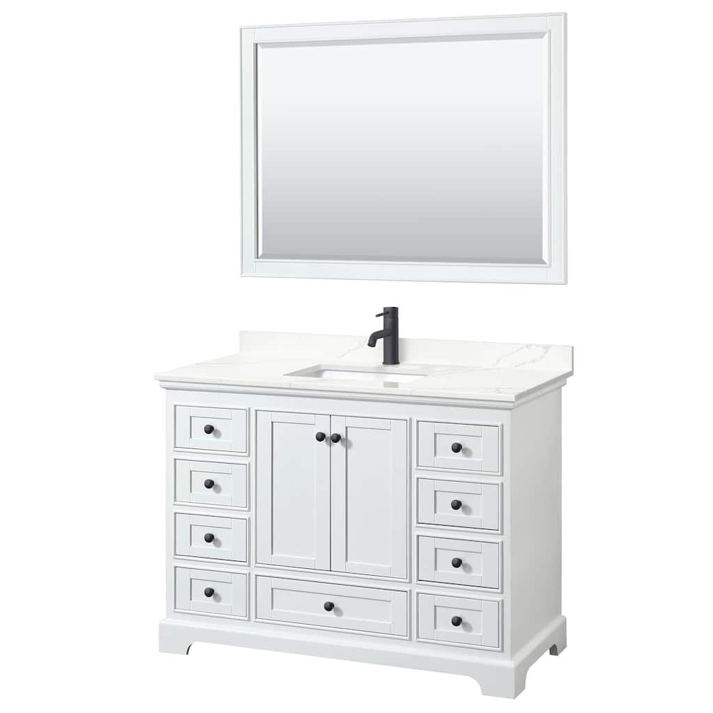 Deborah 48-inch Single Vanity, Quartz Top, 46-inch Mirror