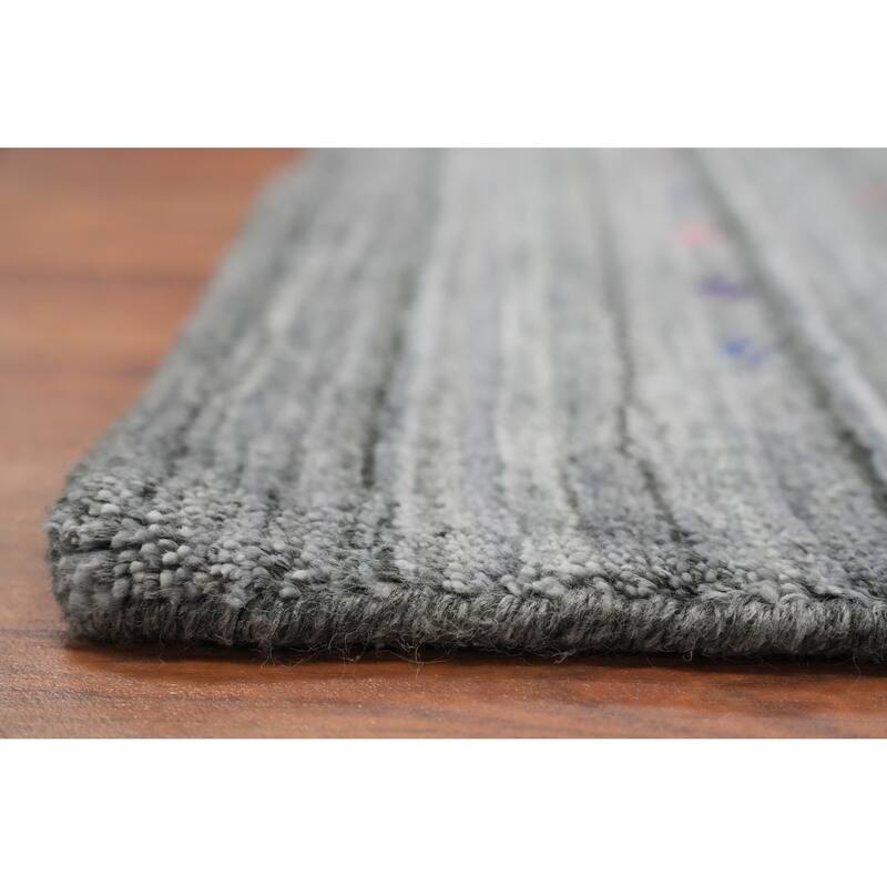 Hand Knotted Oriental Viscose Silk Carpet Tribal Animal Pictorial Greys & Charcoal Gabbeh Area Rug - 8' 10'' X 8' 4''