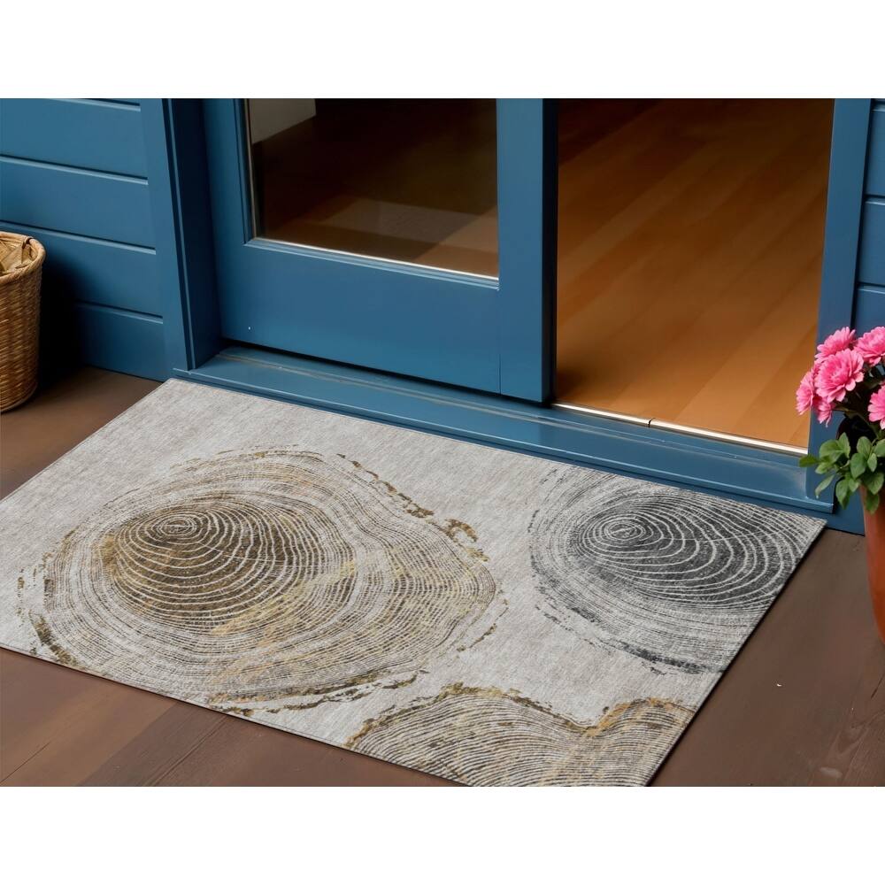 HomeRoots Abstract Transitional Rectangle Outdoor Rug