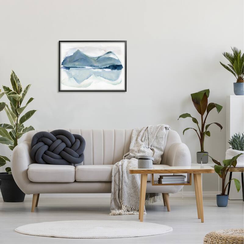 Stupell Iceberg Mountain Water Glacier Reflection Abstract Landscape Framed Wall Art, Design by Carol Robinson - Blue