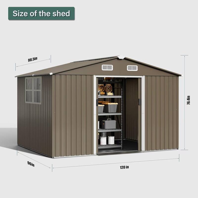 Outdoor Permanent Metal Storage Sheds for Gardening Tools, Patio Sheds Warehouse Vault