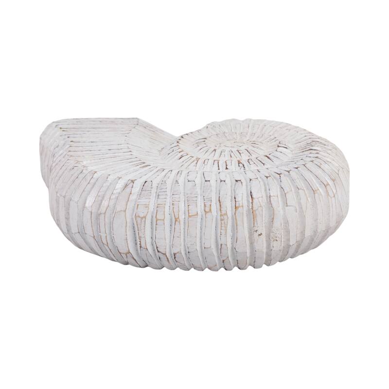 Handcrafted Wooden Nautical Shell Figurine Coastal-Inspired Details