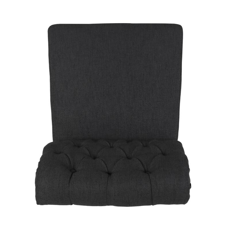 Dark Gray Set of 2 Reception Chair Accent Chair with Rolltop Backrest, Lounge Chair Dressing Chair with Wood Legs