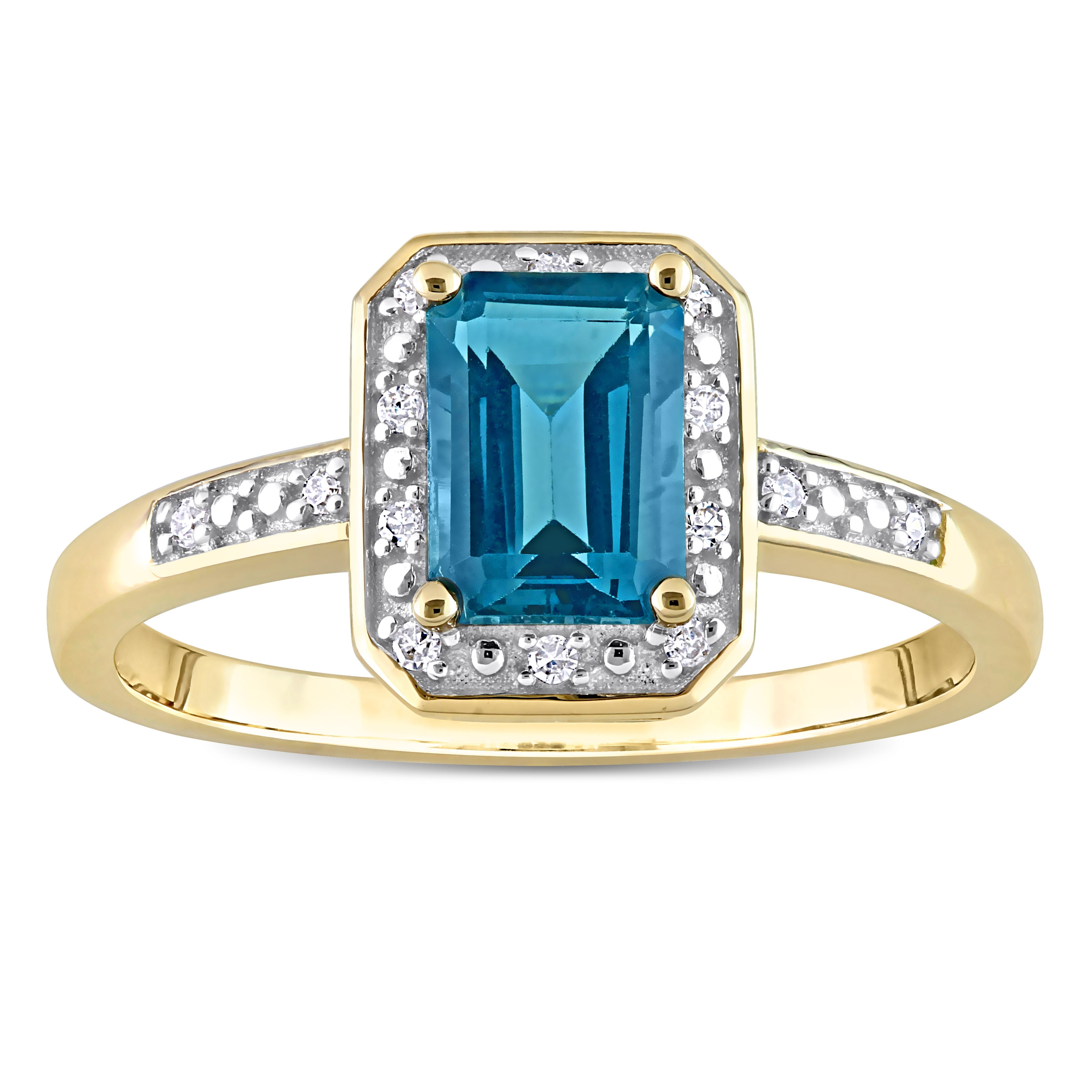 Miadora 1 1/5ct TGW London Blue Topaz Diamond Accent Ring 14k Yellow Gold