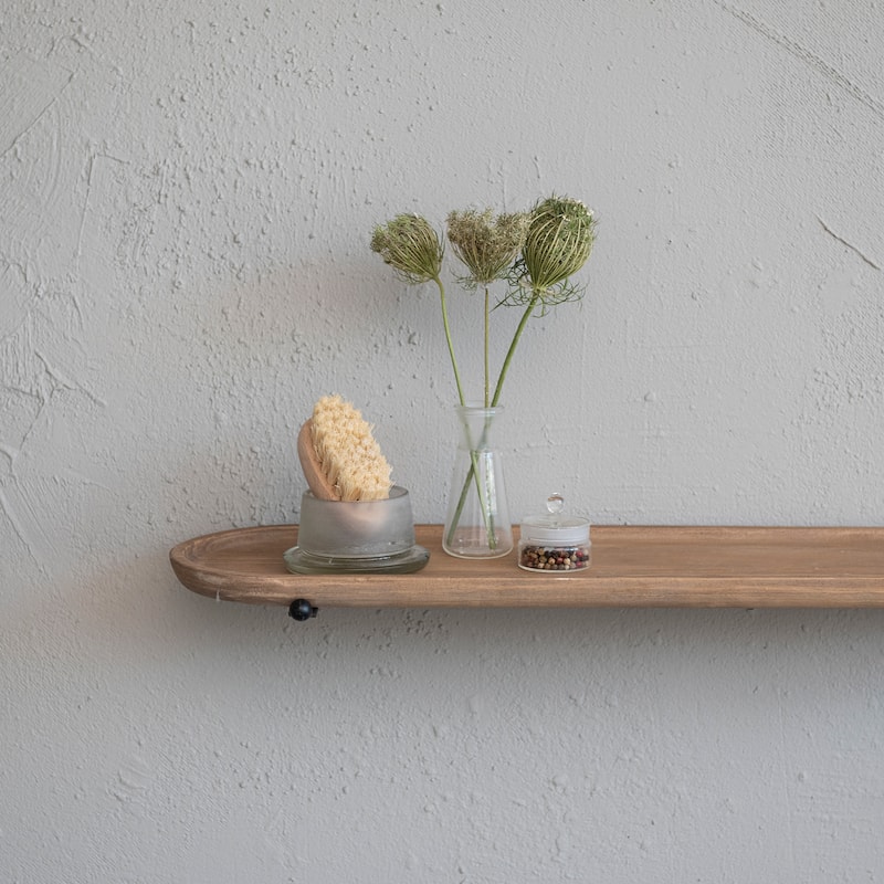 Wood and Metal Wall Shelf - 28.0"L x 7.4"W x 2.1"H