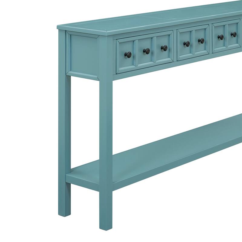 Merax 60" Long Console Table with Different Size Drawers and Bottom Shelf