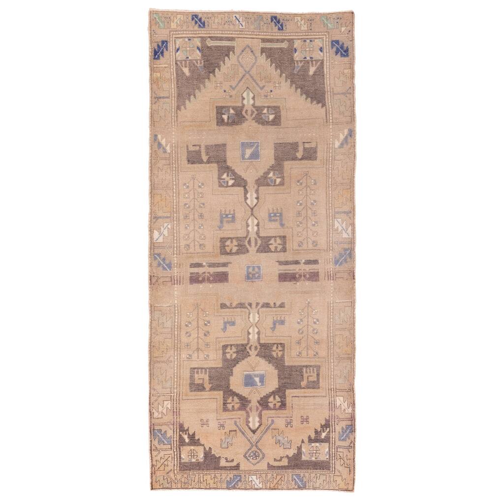 ECARPETGALLERY Hand-knotted Antalya Vintage Tan Wool Rug - 3'5 x 8'6