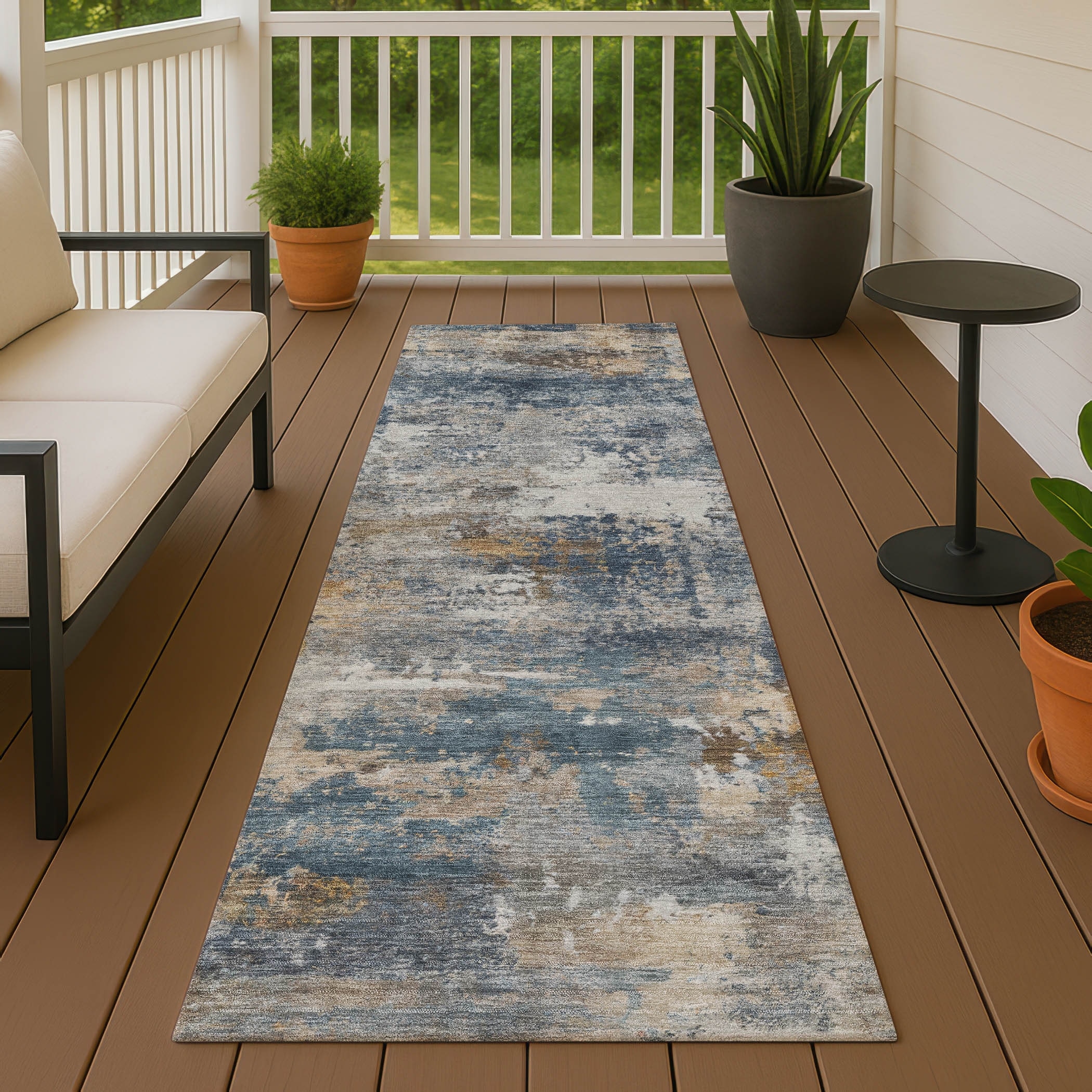 Machine Washable Indoor/ Outdoor Modern Blend Chantille Rug