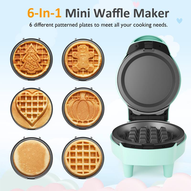 6 in 1 Mini Waffle Maker - N/A