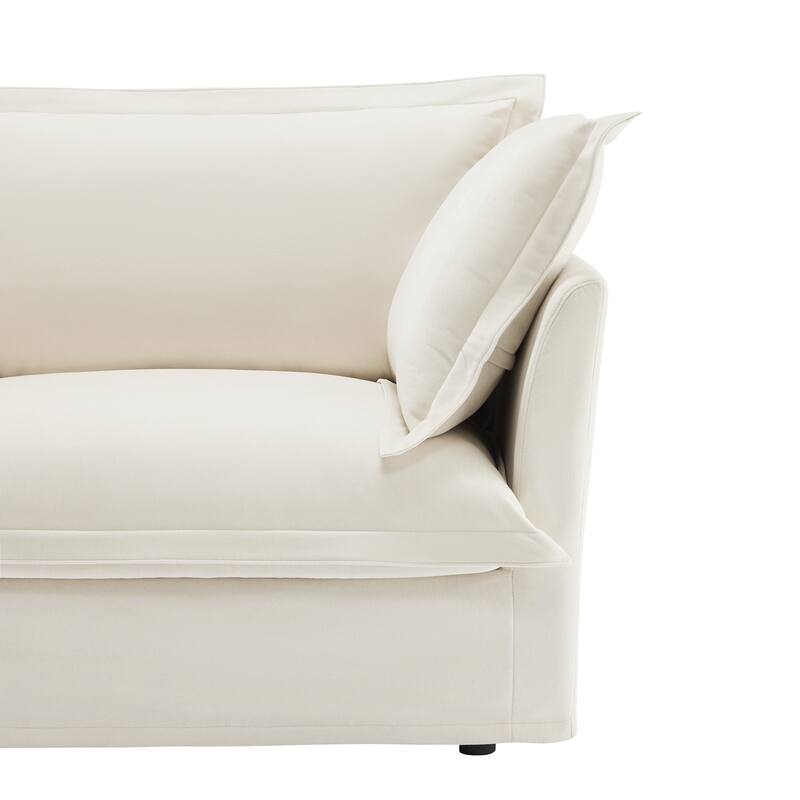 Modern 3 Seater Upholstered Sofa with 1 Ottoman and 2 Pillows
