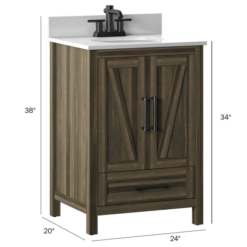 24" Single Bathroom Vanity with Lower Drawer