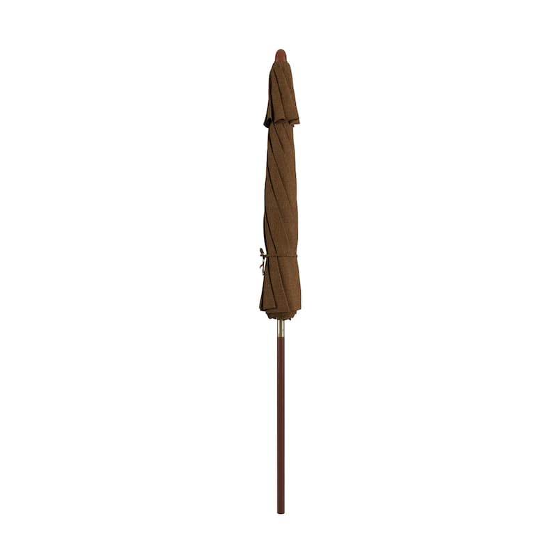 California Umbrella 9ft Marenti Wooden Sunbrella Patio Umbrella with Sunbrella Fabric, Base Not Included