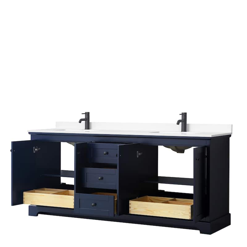 Avery 80 Inch Double Vanity, Cultured Marble Top