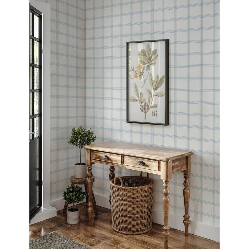 Chesapeake Twain Light Blue Plaid Wallpaper