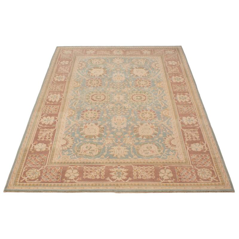 ECARPETGALLERY Hand-knotted Peshawar Finest Blue Wool Rug - 6'3 x 8'11