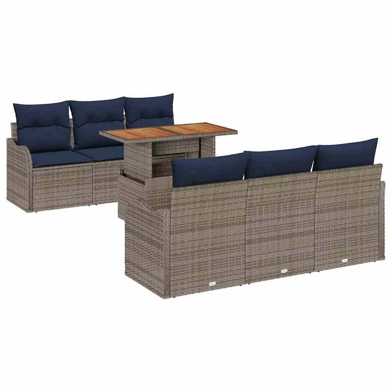 vidaXL 7 Piece Garden Sofa Set with Cushions - 69.3×24.4×27.2