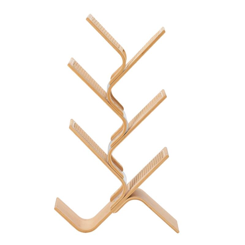 Rattan Tree Bookshelf 6-Tier Freestanding Bookcase for Living Room