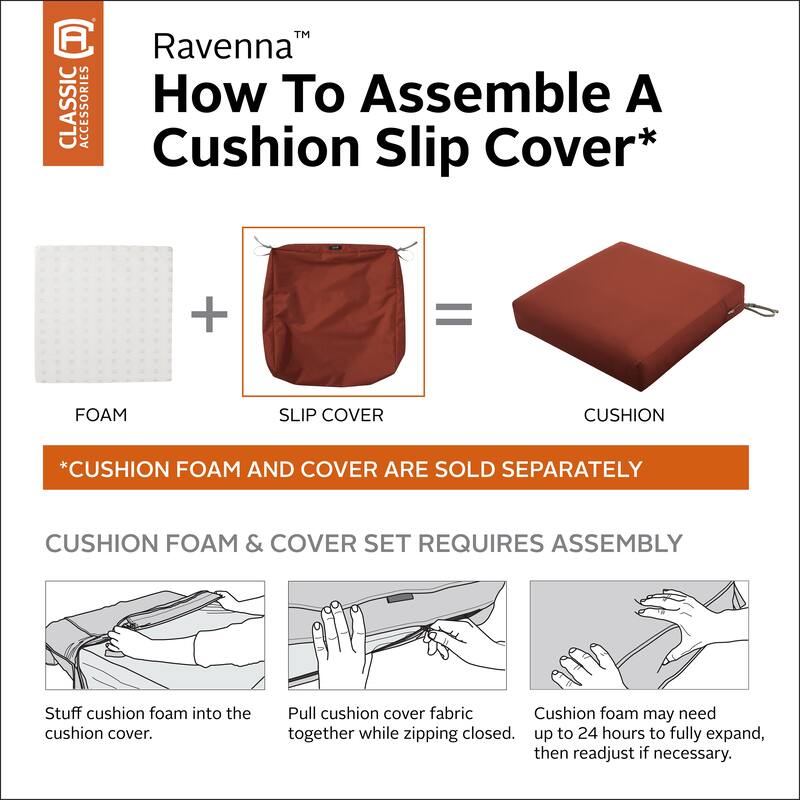 Ravenna® Square Patio Seat Cushion Slip Cover, 23"L x 23"W x 5"T