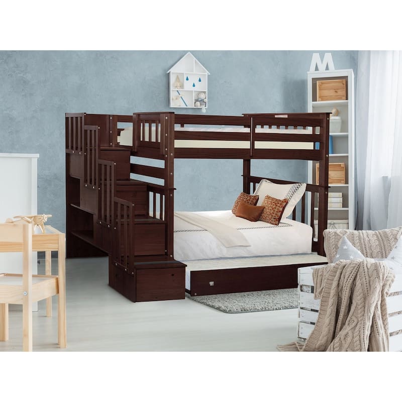 Taylor & Olive Trillium Tall Twin over Twin Stairway Bunk Bed, Trundle