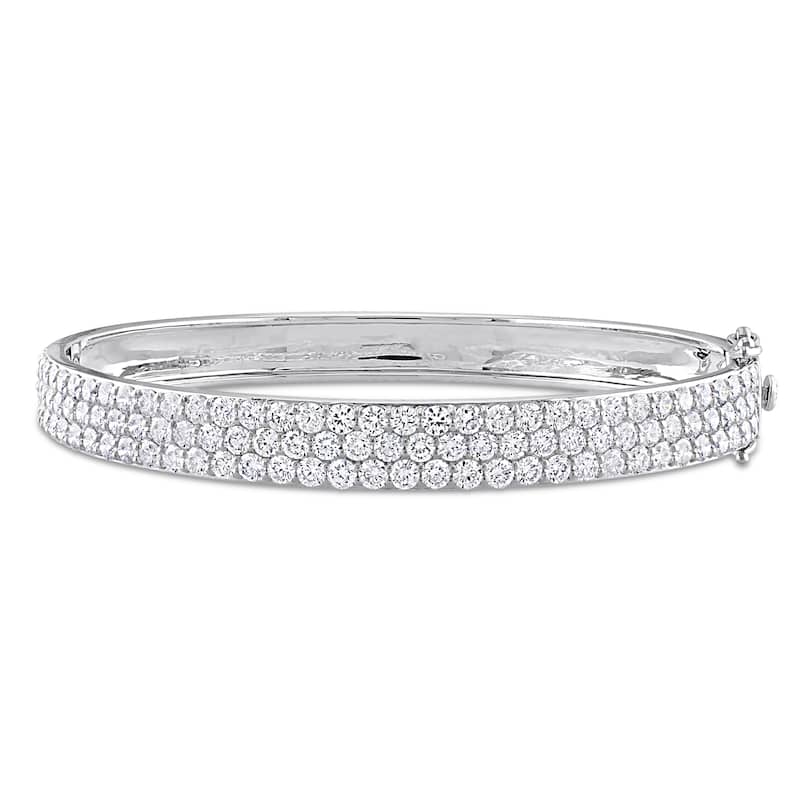 5 3/4ct TW Lab-Grown Diamond 3-Row Bangle in 14k White Gold - 7.5 in.
