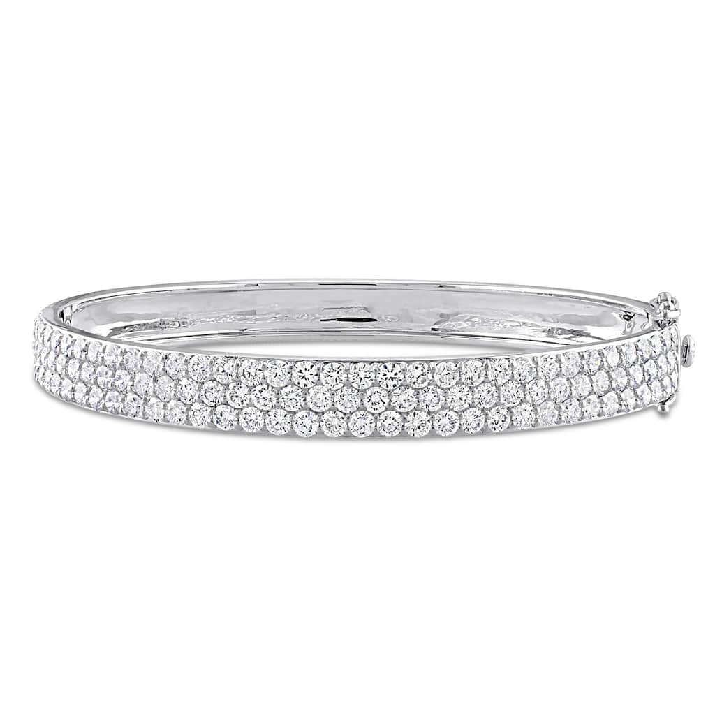 Miadora 5 3/4ct TW Lab-Grown Diamond 3-Row Bangle in 14k White Gold