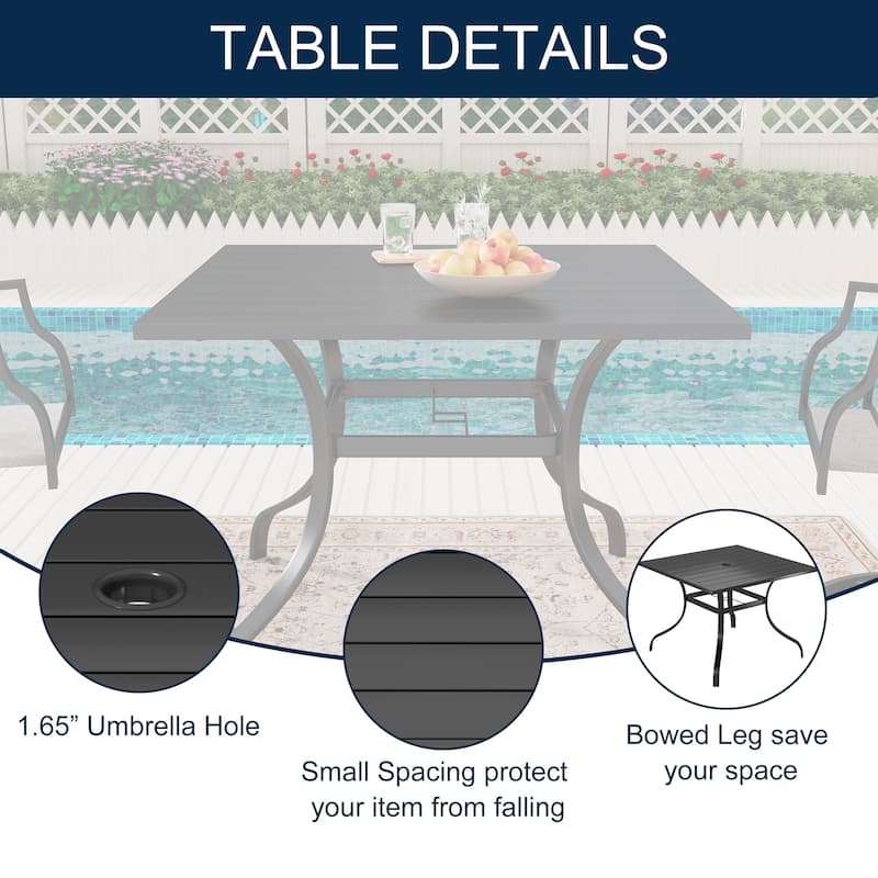 Clihome Outdoor 6 Piece Patio Textiliene Swivel Chair Dining Table Set