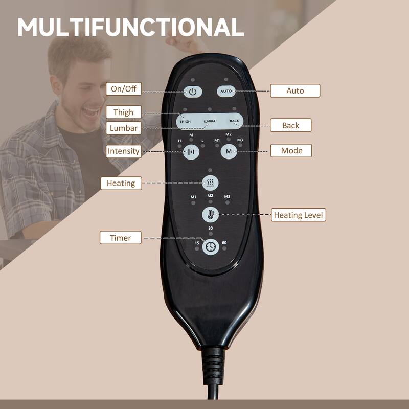 Modern Microfiber Office Chair, High Back Computer Chair with 6 Point Massage, Heat, Adjustable Height and Retractable Footrest