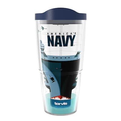 Tervis Navy Carrier Made in USA Double Walled Insulated Travel Tumbler, Classic - 24oz
