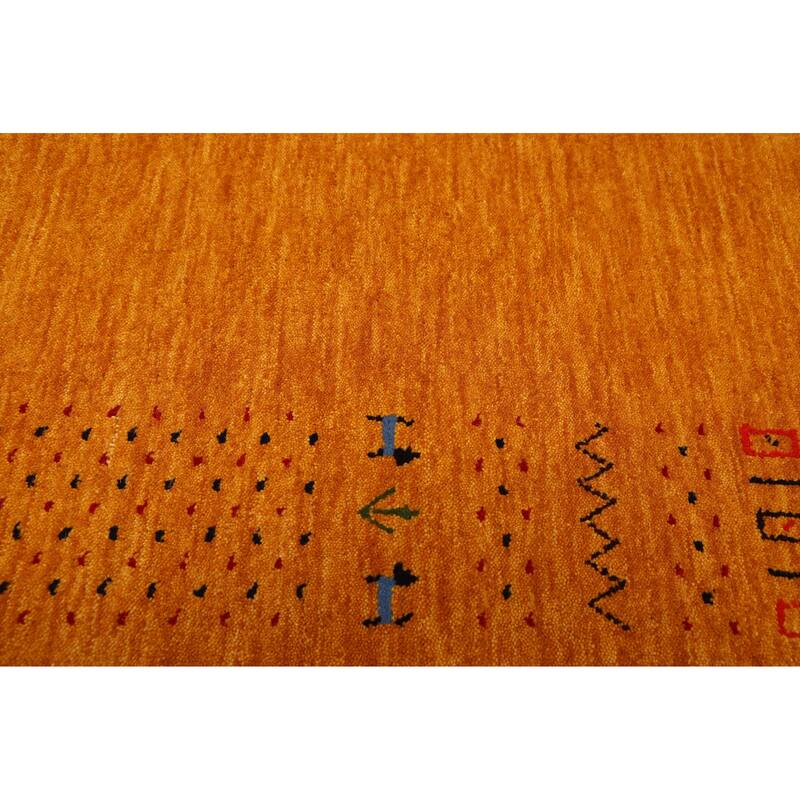 ECARPETGALLERY Hand Loomed Kashkuli Gabbeh Light Orange Wool Rug - 4'10 x 8'0