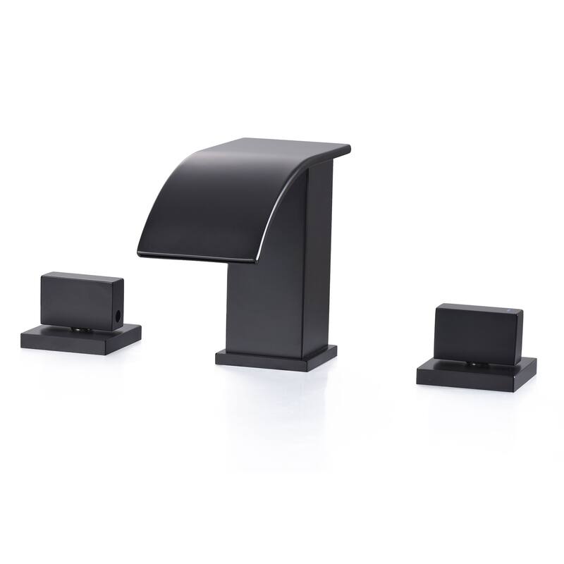 2-Handle Waterfall Bathroom Sink Faucet, Widespread Bathroom Faucets for Sink