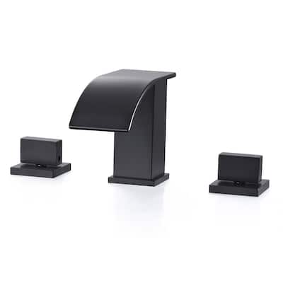 2-Handle Waterfall Bathroom Sink Faucet, Widespread Bathroom Faucets for Sink