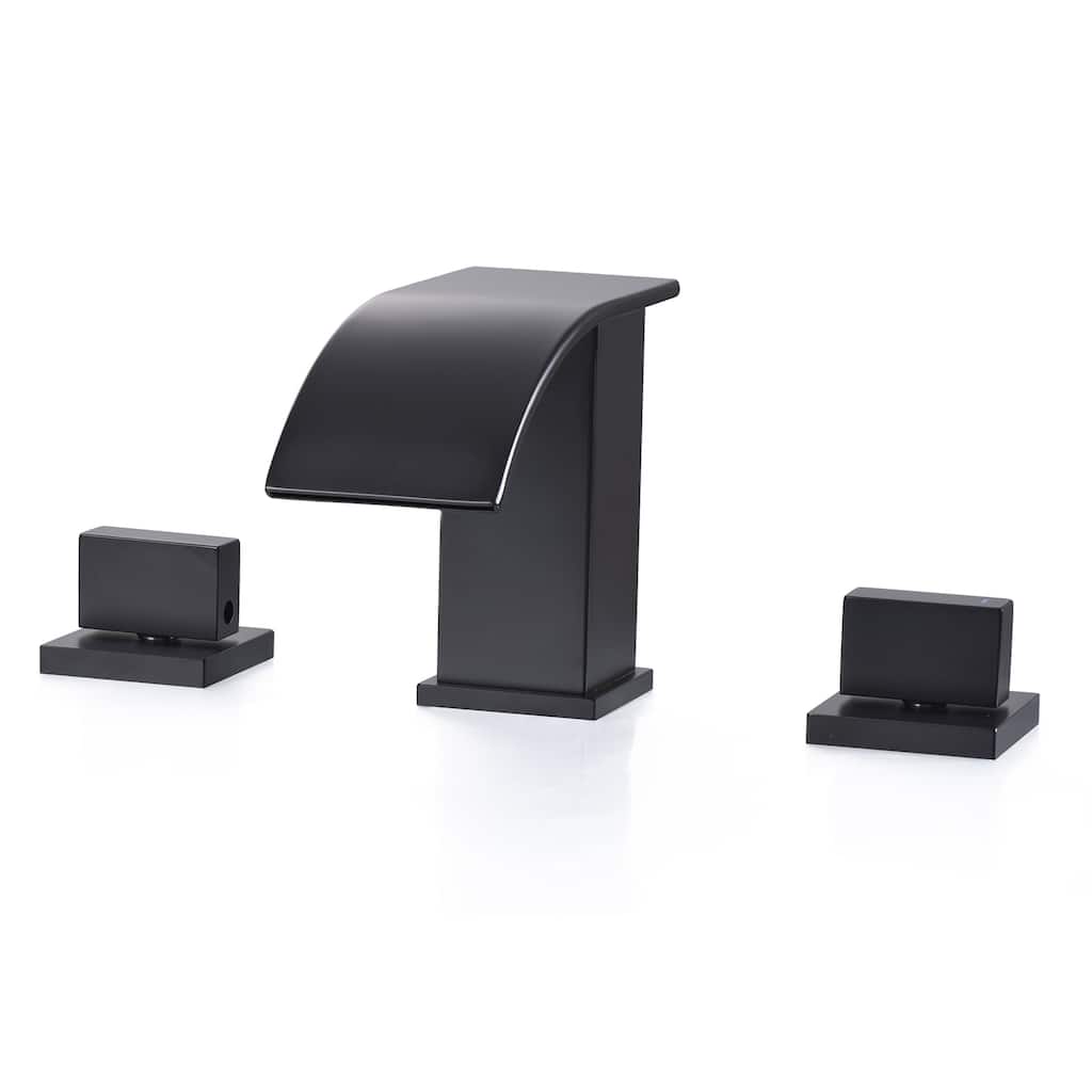 2-Handle Waterfall Bathroom Sink Faucet, Widespread Bathroom Faucets for Sink