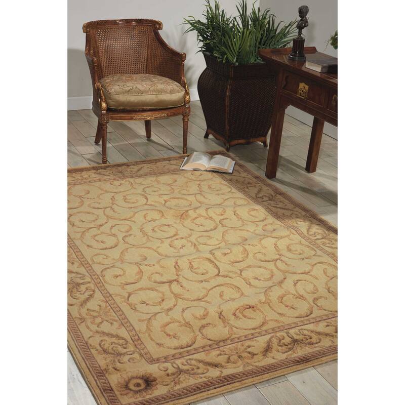 Nourison Somerset Traditional Bordered Floral Area Rug - 5'3" x 7'5" - Beige - Rectangle
