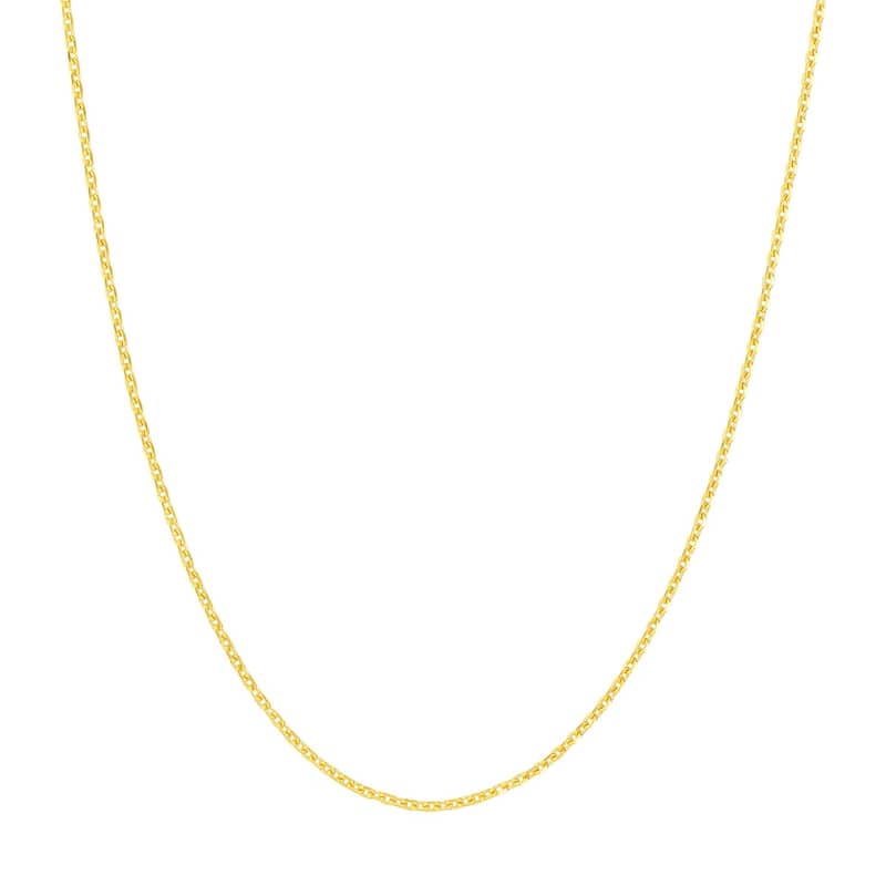 Curata 10k Yellow Gold 0.8mm Diamond Cut Cable Chain Necklace(Spring Ring)