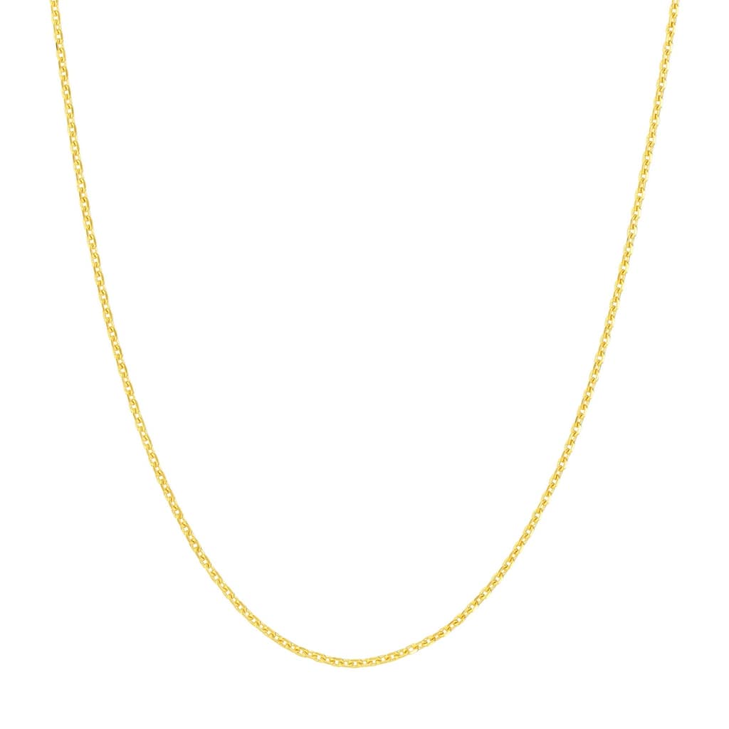 Curata 10k Yellow Gold 0.8mm Diamond Cut Cable Chain Necklace(Spring Ring)